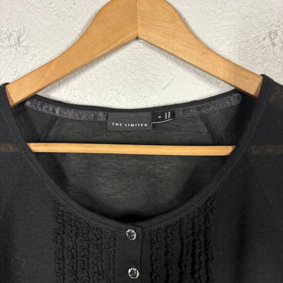 The Limited Y2K Semi Sheer Top Tunic Long Sleeve Casual Punk Black - M - Picture 3 of 4